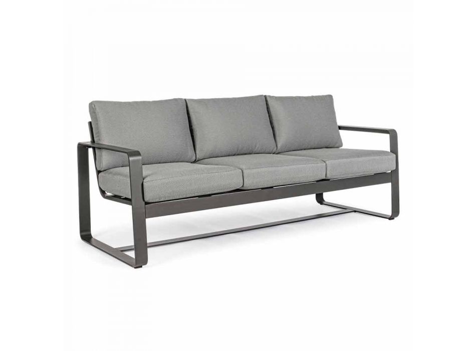 3-osobowa sofa zewnętrzna z poduszkami oparcia i siedziskiem z tkaniny - Mirea Viadurini