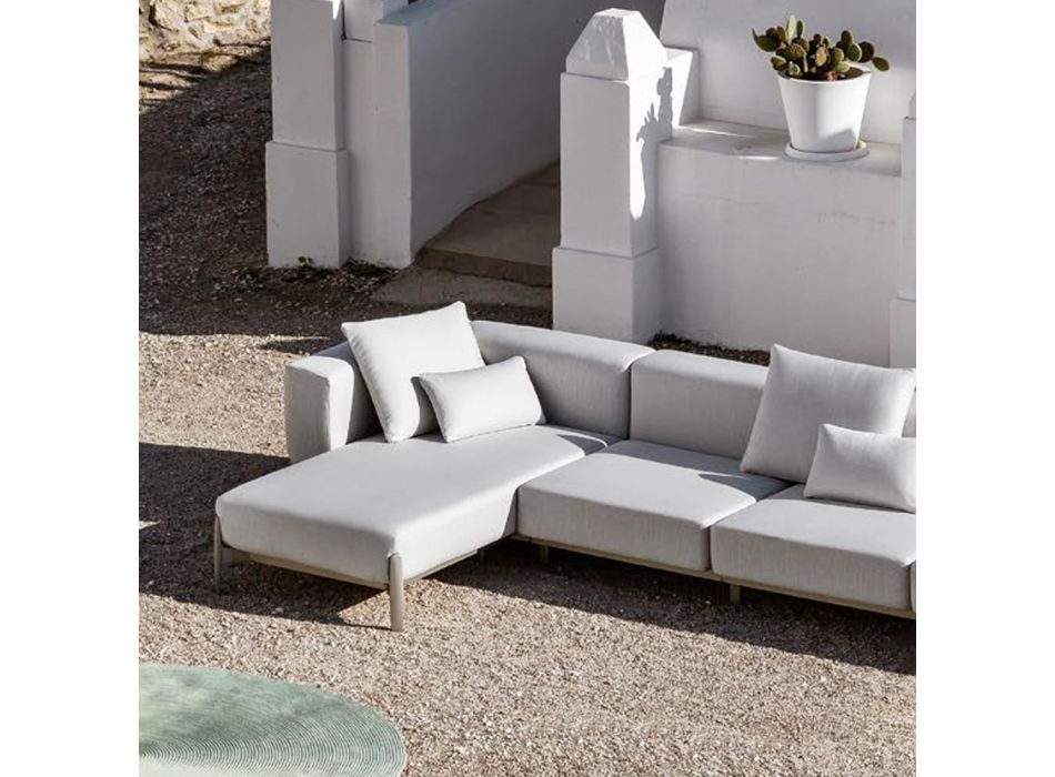 3-osobowa sofa ogrodowa z aluminium z pufą i szezlongiem - Filomena Viadurini