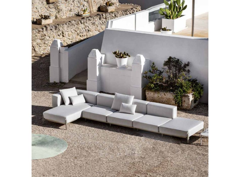 3-osobowa sofa ogrodowa z aluminium z pufą i szezlongiem - Filomena Viadurini