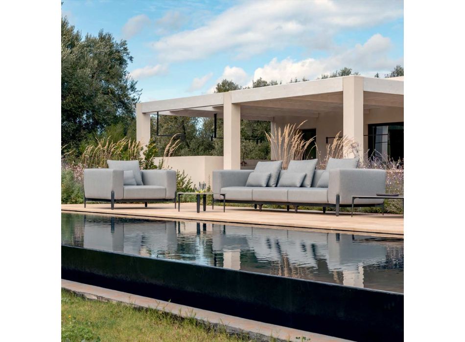 3-osobowa sofa ogrodowa z aluminium i wysokiej jakości tkaniny - Filomena Viadurini