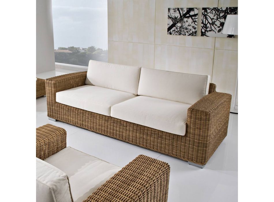 3-osobowa sofa ogrodowa z ręcznie tkanego polirattanu - Yoko Viadurini