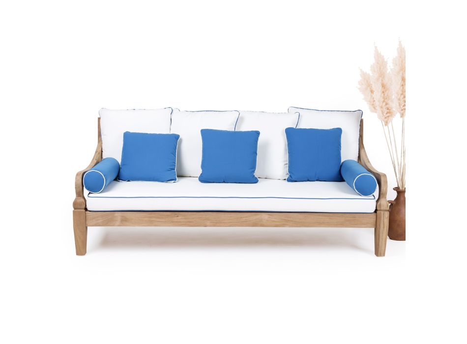 3-osobowa sofa ogrodowa ze szczotkowanego naturalnego drewna tekowego - Artes Viadurini