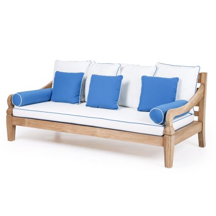 3-osobowa sofa ogrodowa ze szczotkowanego naturalnego drewna tekowego - Artes Viadurini