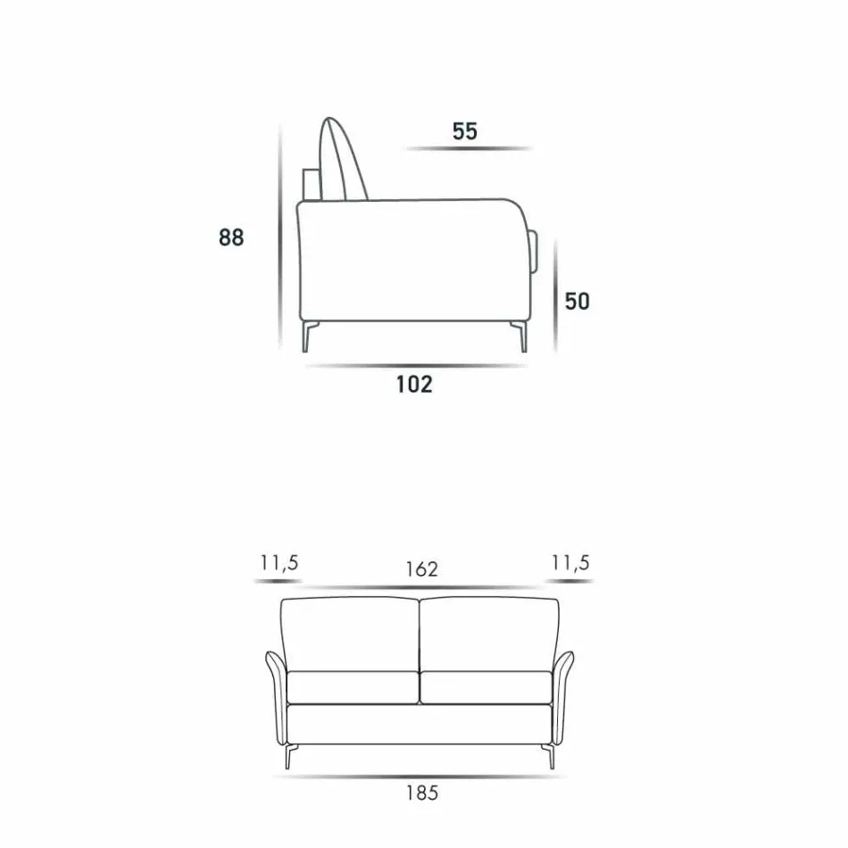 Sofa designerska 3-osobowa dł. 185 cm tkanina / ekoskóra wyprodukowana we Włoszech Erica Viadurini