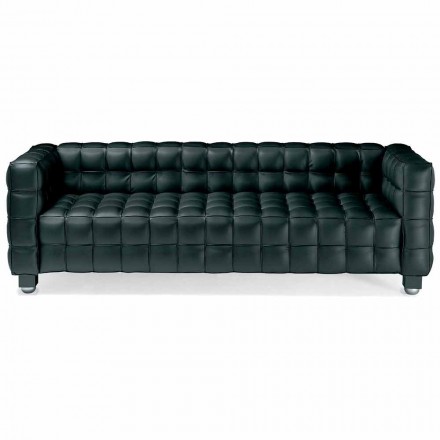 Sofa 3-osobowa w jakości Made in Italy Pikowana skóra z efektem - Vesuvius Viadurini
