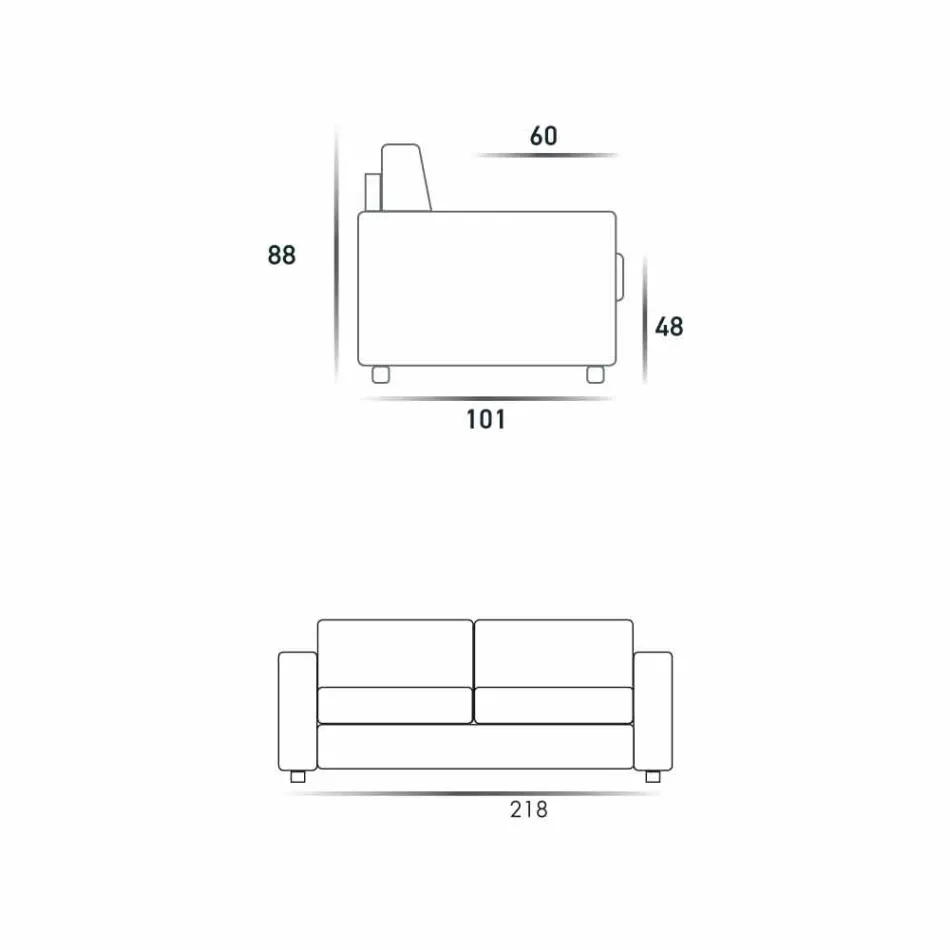 Sofa trzyosobowa maxi o nowoczesnym designie ekoskóra / tkanina wyprodukowana we Włoszech Mora Viadurini