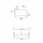 Sofa 3 osobowa maxi L205 cm nowoczesny design z ekoskóry / tkaniny Erica Viadurini