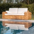 3-osobowa lub maxi sofa ogrodowa z naturalnego rattanu z poduszkami - Keira Viadurini