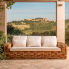 3-osobowa lub maxi sofa ogrodowa z naturalnego rattanu z poduszkami - Keira Viadurini
