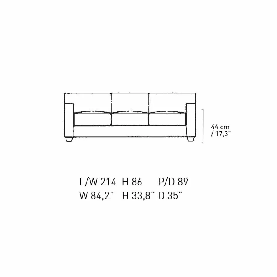 Sofa 3-osobowa pokryta skórą z nóżkami z orzecha włoskiego Made in Italy - Alessandria Viadurini