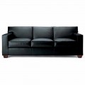 Sofa 3-osobowa pokryta skórą z nóżkami z orzecha włoskiego Made in Italy - Alessandria