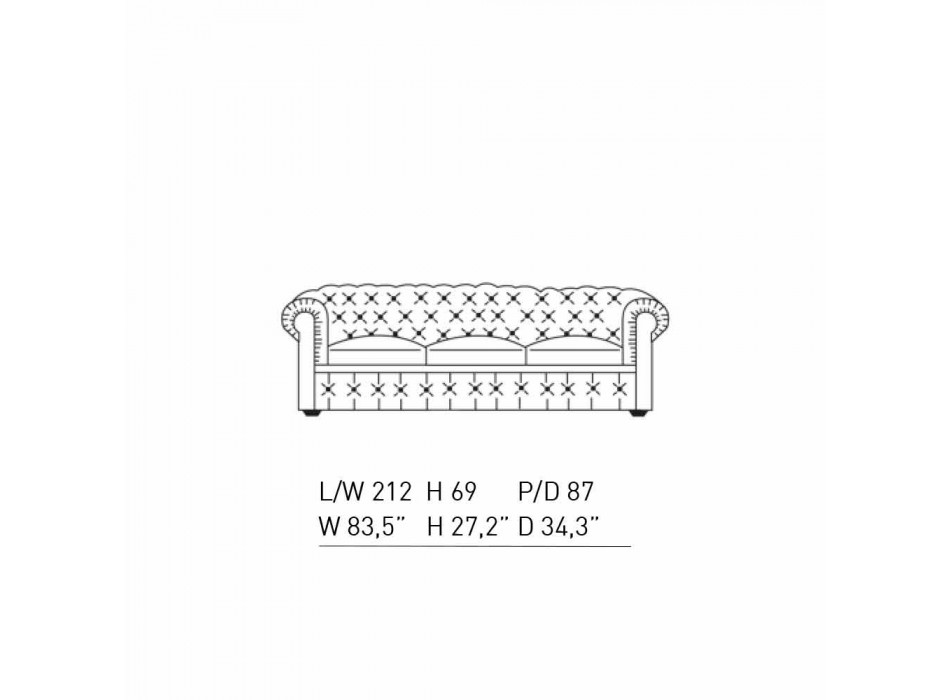 Sofa 3-osobowa tapicerowana skórą z lakierowanymi stopami Made in Italy - Idra Viadurini