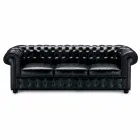 Sofa 3-osobowa tapicerowana skórą z lakierowanymi stopami Made in Italy - Idra Viadurini