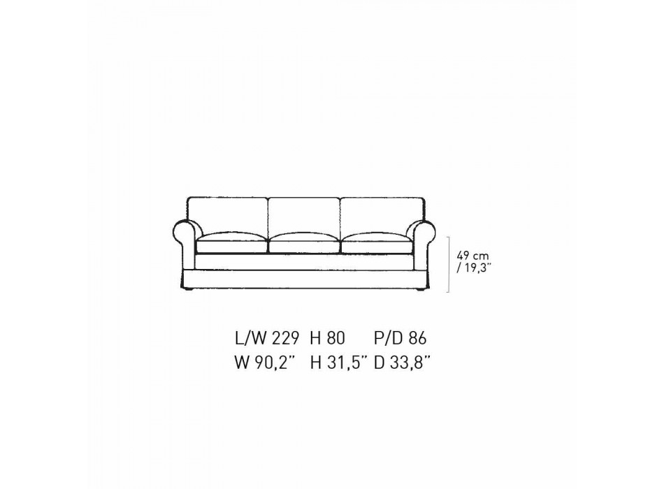 Sofa 3-osobowa pokryta wysokiej jakości tkaniną Made in Italy - Andromeda Viadurini
