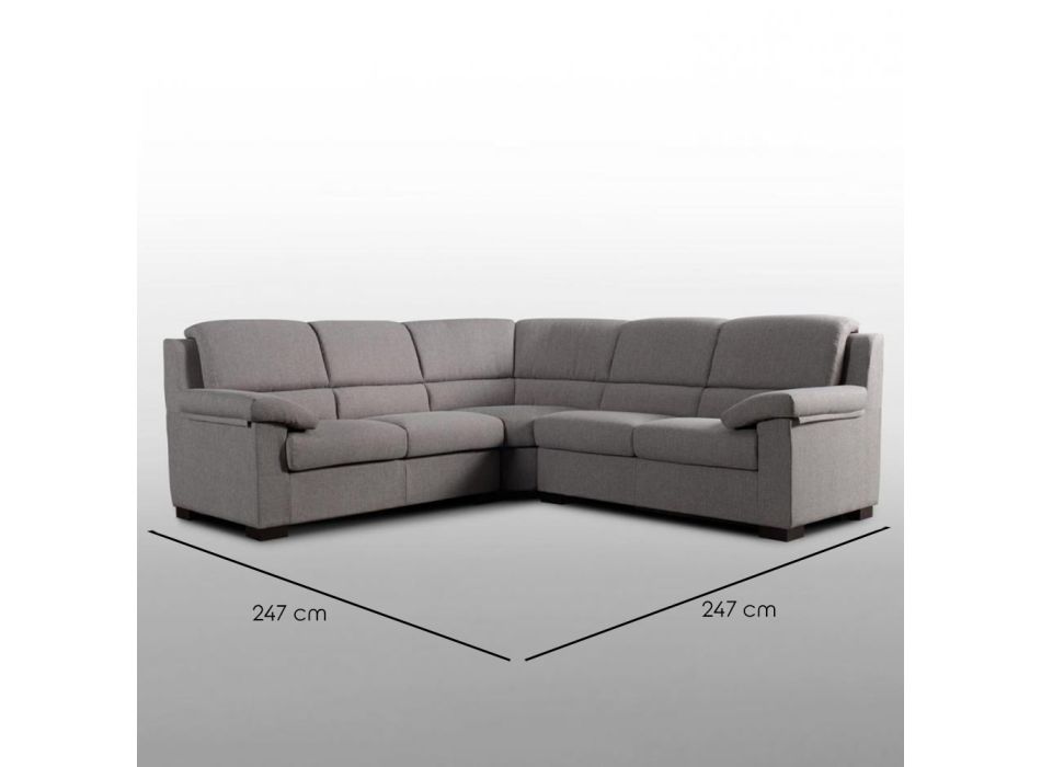 5-osobowa sofa narożna z jasnoszarej tkaniny Made in Italy - Budapeszt Viadurini