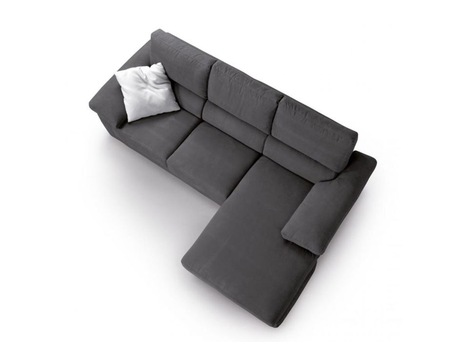 Sofa 3-osobowa z dwustronną pufą z tkaniny Made in Italy - Abudhabi Viadurini