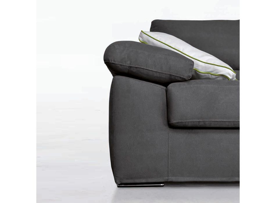 Sofa 3-osobowa z dwustronną pufą z tkaniny Made in Italy - Abudhabi Viadurini