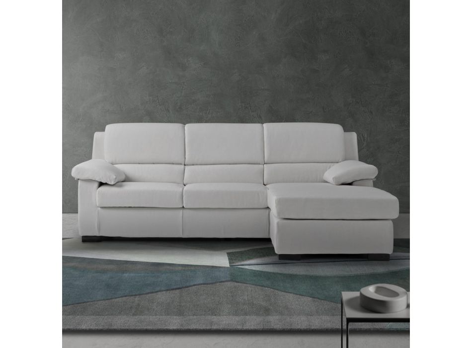 Sofa 3-osobowa z dwustronną pufą z tkaniny Made in Italy - Budapeszt Viadurini