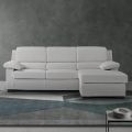 Sofa 3-osobowa z dwustronną pufą z tkaniny Made in Italy - Budapeszt