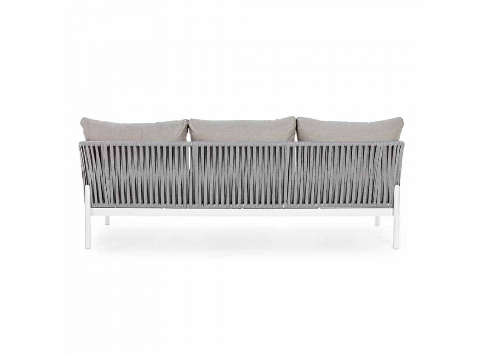 Homemotion - 3-osobowa sofa zewnętrzna Rubio w kolorze białym i szarym Viadurini
