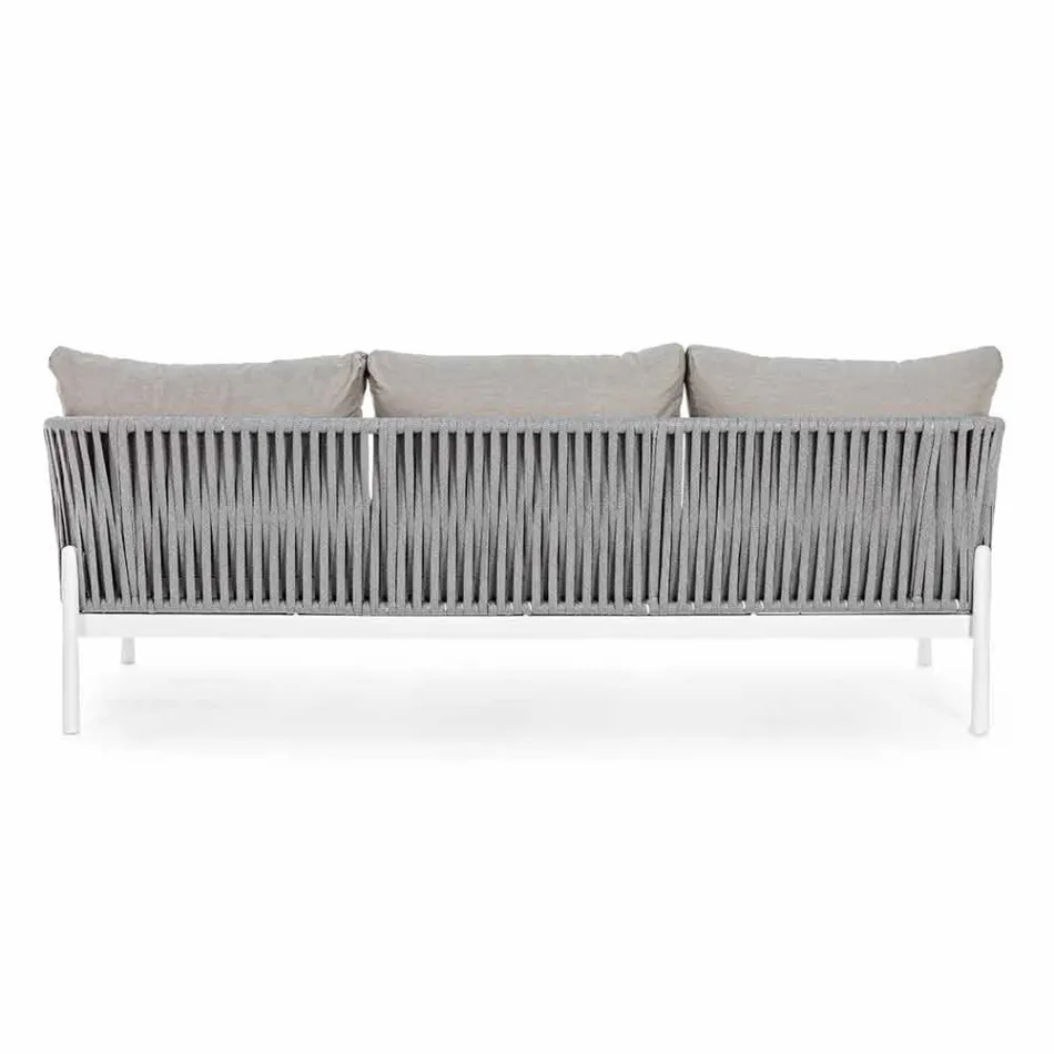Homemotion - 3-osobowa sofa zewnętrzna Rubio w kolorze białym i szarym Viadurini