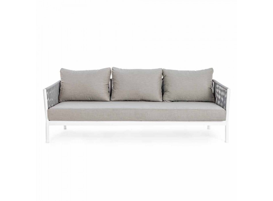 Homemotion - 3-osobowa sofa zewnętrzna Rubio w kolorze białym i szarym Viadurini