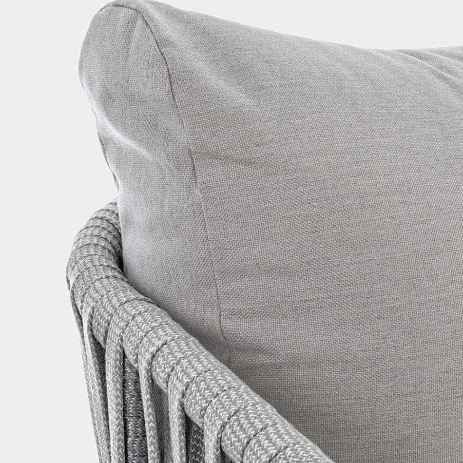 Homemotion - 3-osobowa sofa zewnętrzna Rubio w kolorze białym i szarym Viadurini