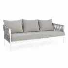 Homemotion - 3-osobowa sofa zewnętrzna Rubio w kolorze białym i szarym Viadurini