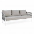 Homemotion - 3-osobowa sofa zewnętrzna Rubio w kolorze białym i szarym