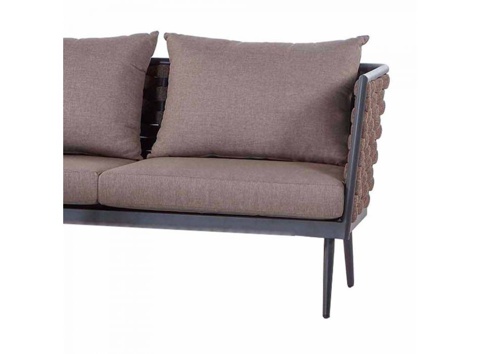 3-osobowa sofa ogrodowa z aluminium i sznurkiem z poduszkami z tkaniny - Rasti