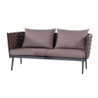 3-osobowa sofa ogrodowa z aluminium i sznurkiem z poduszkami z tkaniny - Rasti Viadurini
