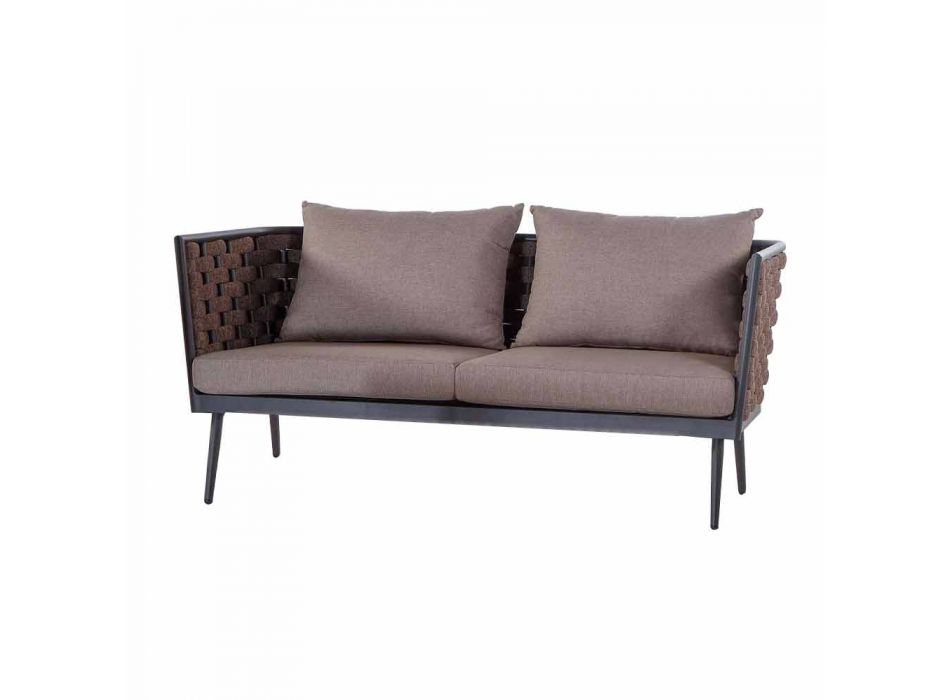 3-osobowa sofa ogrodowa z aluminium i sznurkiem z poduszkami z tkaniny - Rasti