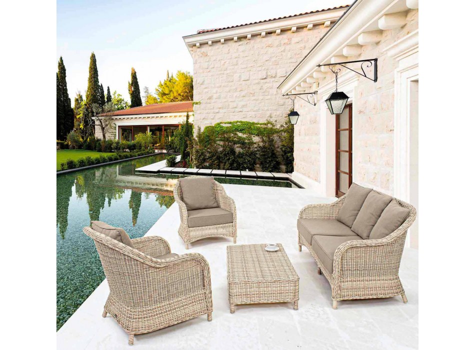 3-osobowa sofa ogrodowa w plecionce z włókna szklanego Homemotion - Casimiro Viadurini