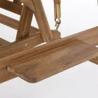 Dwumiejscowa rozkładana sofa ogrodowa z drewna akacjowego z białym płótnem - Roxen Viadurini