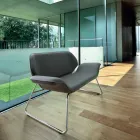 Loveseat z chromowanej stali i prawdziwej skóry wołowej Cesare Viadurini