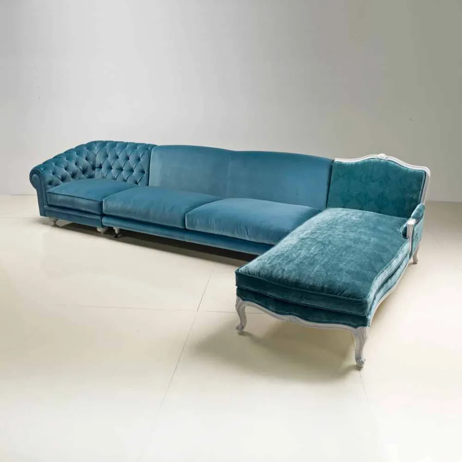 Klasyczna luksusowa narożnikowa sofa, wykonana we Włoszech, Narciso Viadurini