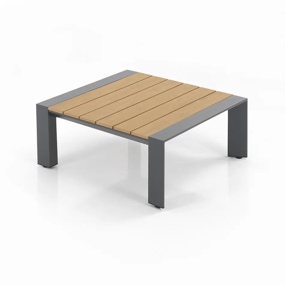 Narożna sofa ze stolikiem kawowym do użytku na zewnątrz i wewnątrz z aluminium - Mettre Viadurini