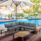 Narożna sofa ze stolikiem kawowym do użytku na zewnątrz i wewnątrz z aluminium - Mettre Viadurini