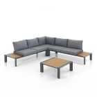 Narożna sofa ze stolikiem kawowym do użytku na zewnątrz i wewnątrz z aluminium - Mettre Viadurini