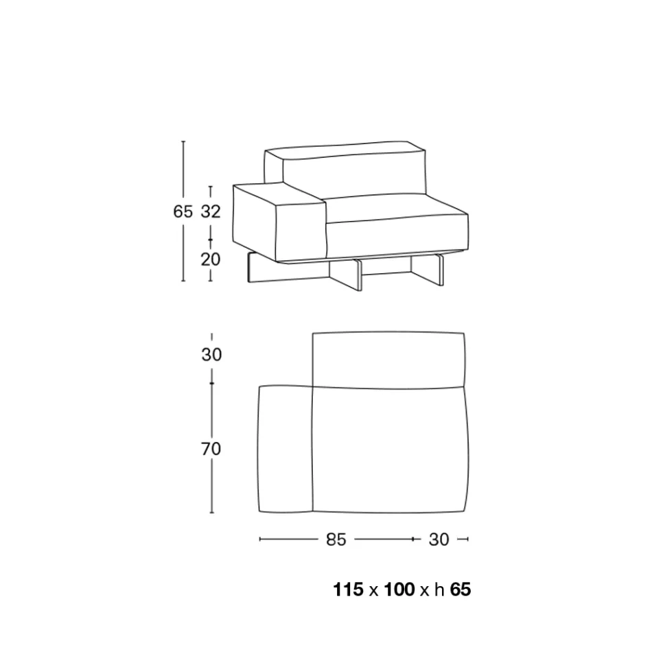Prawy narożnik z podstawą z bardzo przezroczystego szkła Made in Italy - Rory Viadurini
