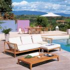 Sofa ogrodowa narożna prawa z drewna tekowego i WaProLace Made in Italy - Oracle Viadurini