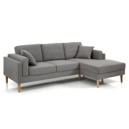 Narożna sofa z tkaniny i drewna - german Viadurini