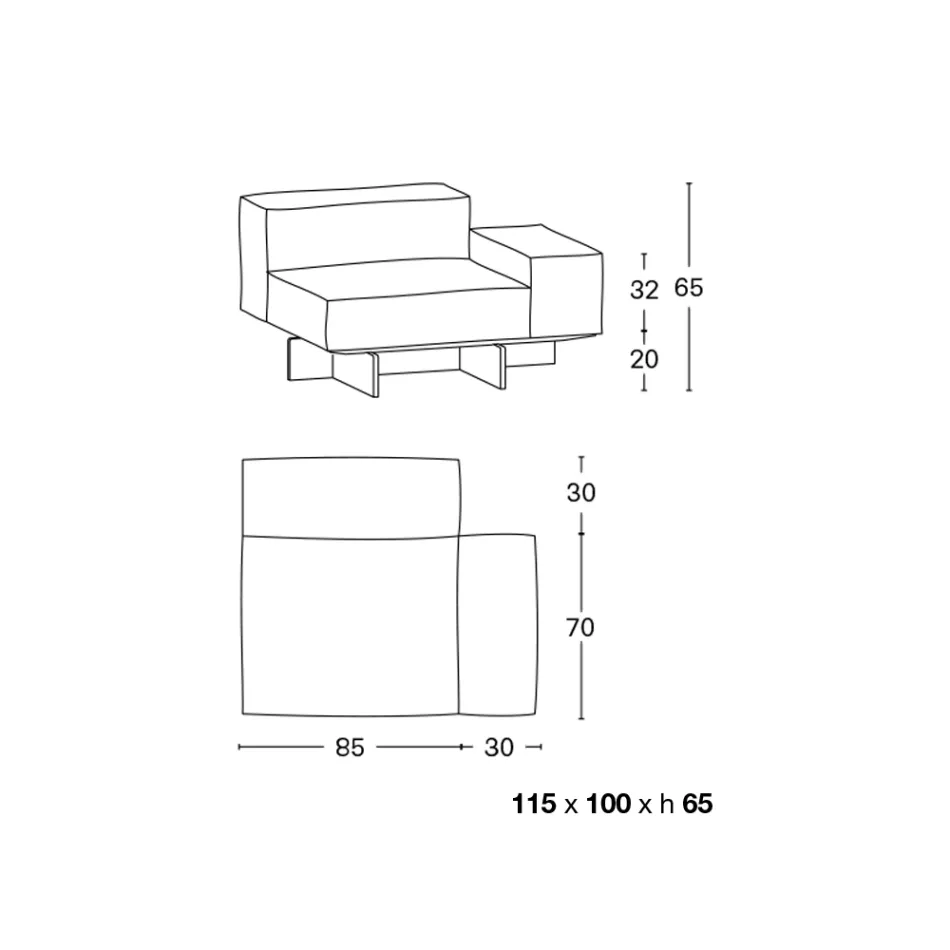 Sofa narożna po lewej stronie z podstawą z bardzo jasnego szkła Made in Italy - Rory Viadurini