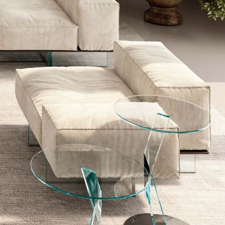 Lewa narożna sofa z podstawą z wyjątkowo przezroczystego szkła Made in Italy - Rory Viadurini