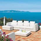 Sofa narożna zewnętrzna pleciona z włókna syntetycznego Made in Italy - Barnabus Viadurini