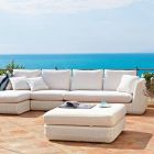 Sofa narożna zewnętrzna pleciona z włókna syntetycznego Made in Italy - Barnabus Viadurini