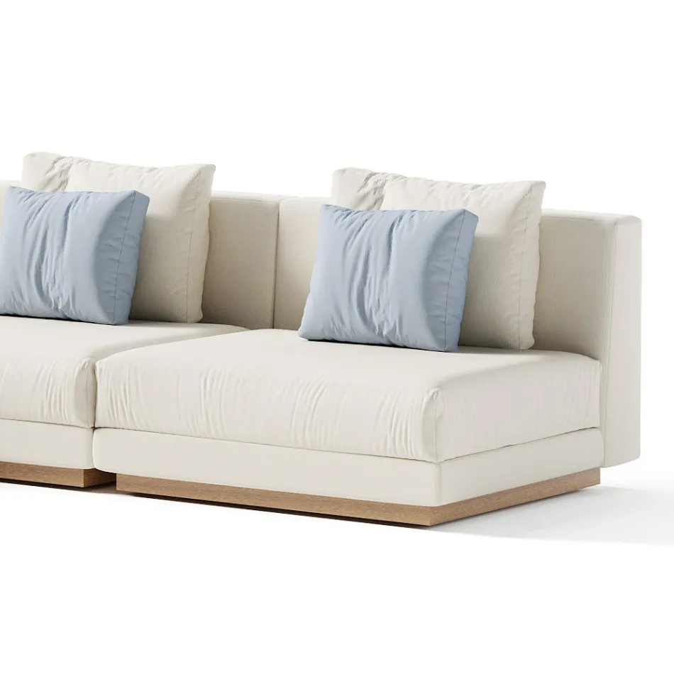 Modułowa sofa ogrodowa z tapicerowanej tkaniny Made in Italy - Rubik Viadurini