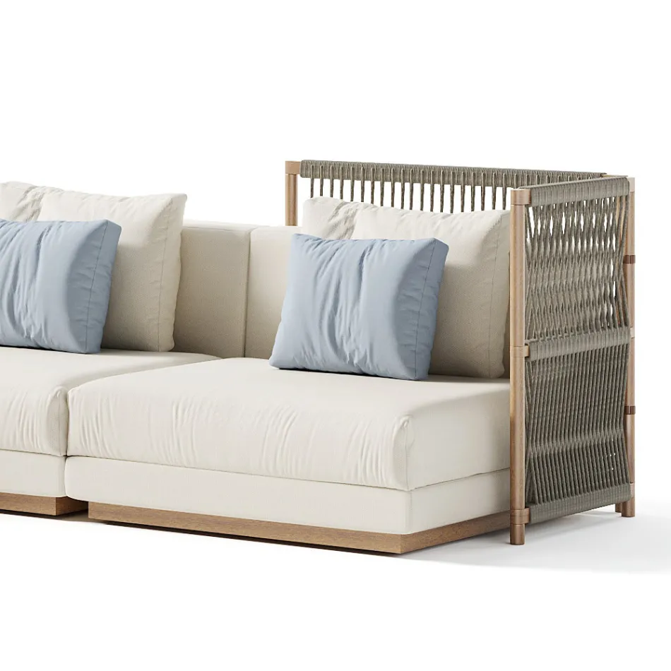 Modułowa sofa ogrodowa z tapicerowanej tkaniny Made in Italy - Rubik Viadurini