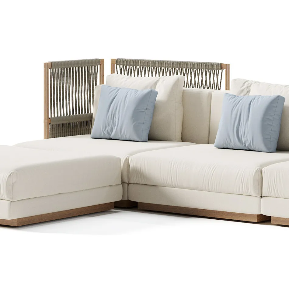 Modułowa sofa ogrodowa z tapicerowanej tkaniny Made in Italy - Rubik Viadurini