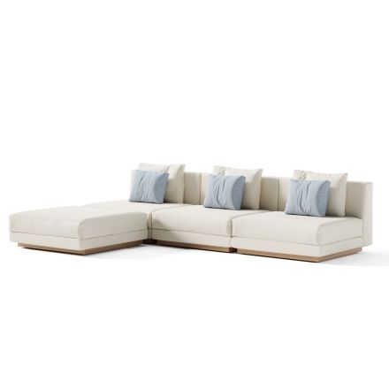 Modułowa sofa ogrodowa z tapicerowanej tkaniny Made in Italy - Rubik Viadurini